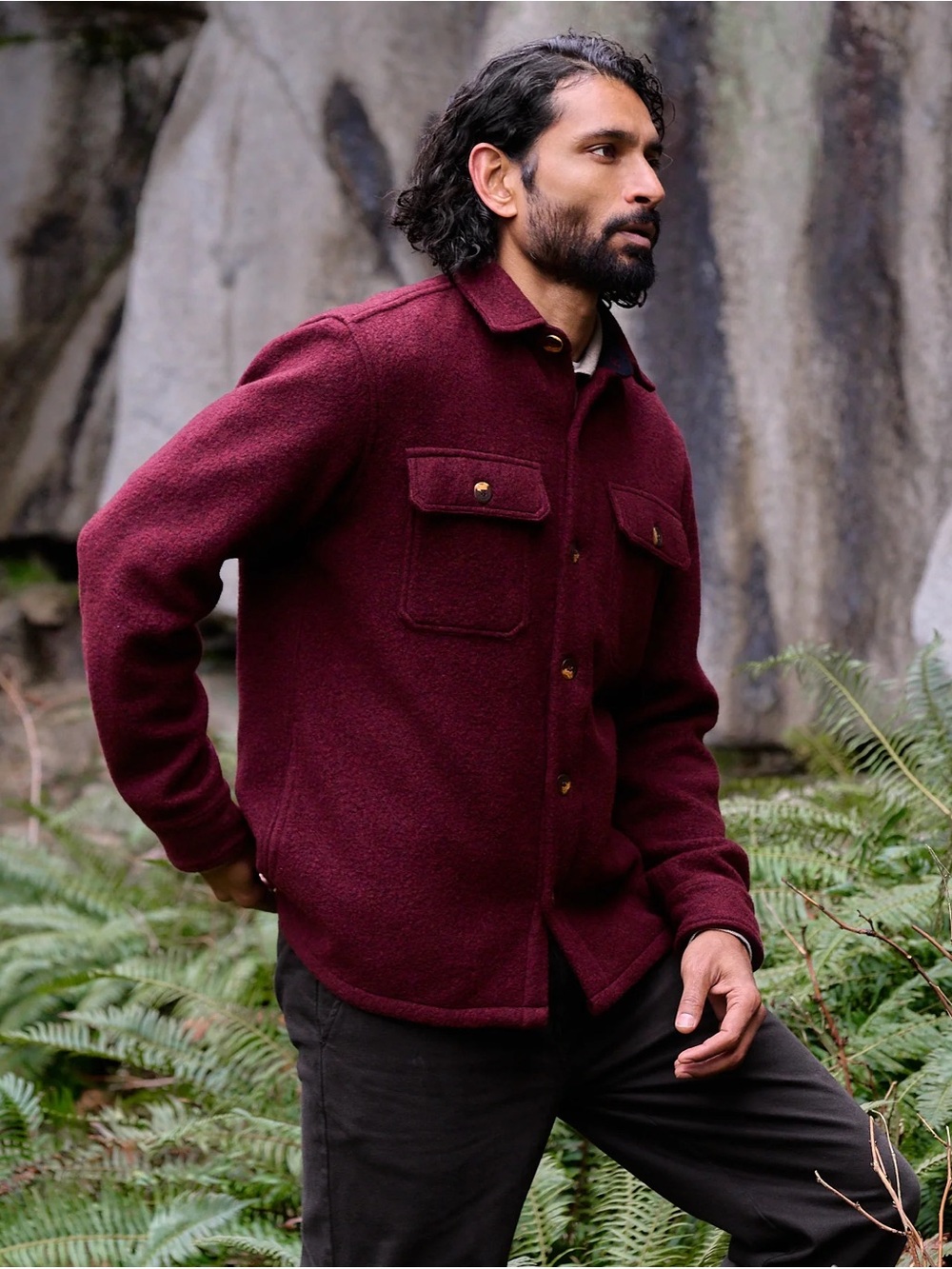 The Field Coat Wool Maroon
